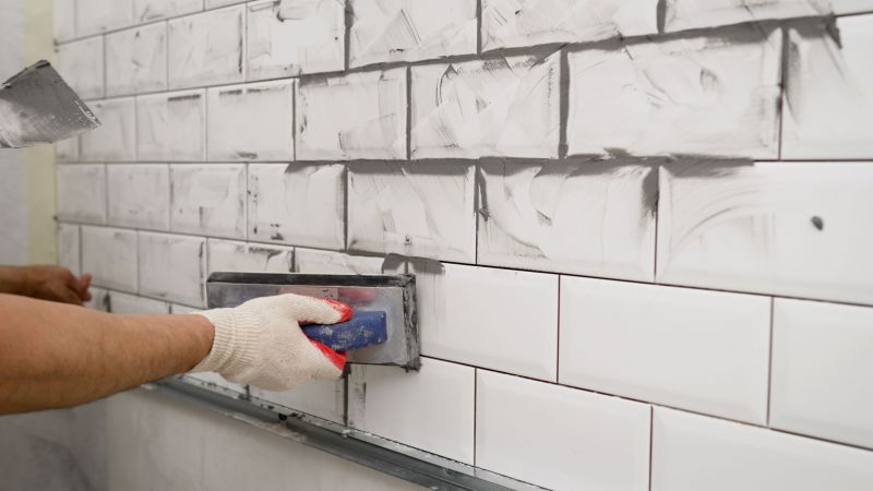 Professional tile installation in a kitchen